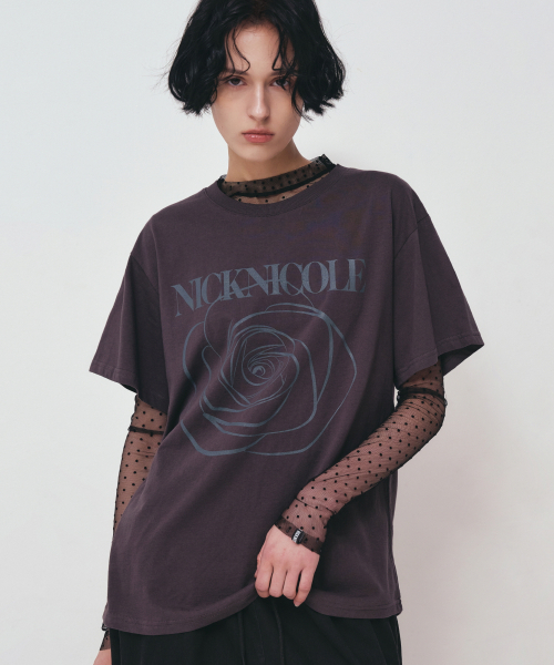 NICK&NICOLE(ニックアンドニコール)の「BIG ROSE SLEEVE TOP_CHARCOAL(Tシャツ/カットソー・レディース・その他・FREE)」の1枚目の写真