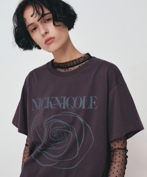 NICK&NICOLE(ニックアンドニコール)の「BIG ROSE SLEEVE TOP_CHARCOAL(Tシャツ/カットソー・レディース・その他・FREE)」の2枚目の写真