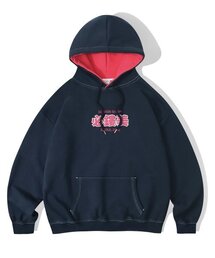 オーバーサイズシノグラフダダミフードパーカー-ネイビー