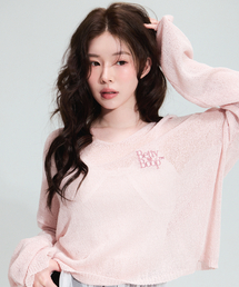 CNVS（ベティ ブープ）の「ベティブープ サマーシースルー Vネックニット_ピンク（Tシャツ/カットソー）」