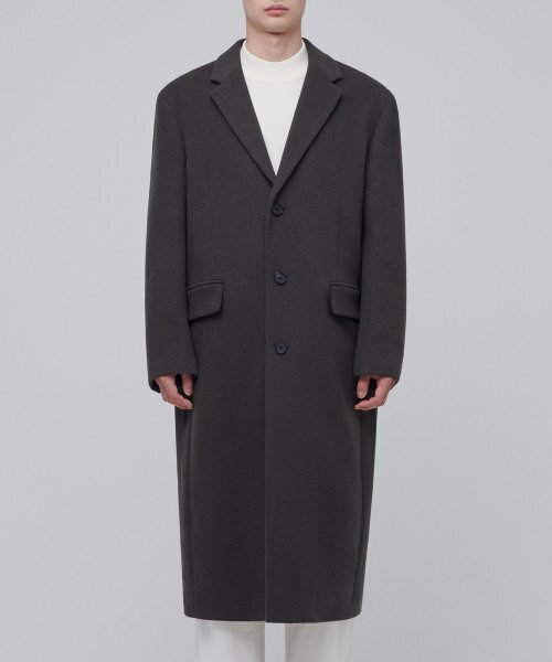 MUSINSA STANDARD（ムシンサスタンダード）の「カシミアブレンドパパショルダーシングルロングコート【ガンメタル】（チェスターコート・メンズ・その他・LARGE/X-LARGE/XX-LARGE/MEDIUM）」の3枚目の写真