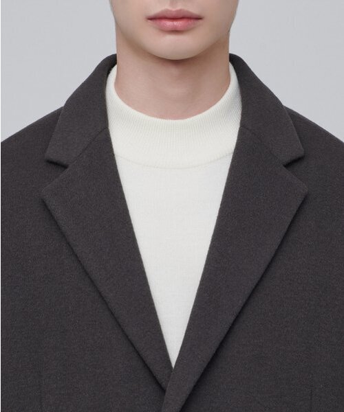 MUSINSA STANDARD（ムシンサスタンダード）の「カシミアブレンドパパショルダーシングルロングコート【ガンメタル】（チェスターコート・メンズ・その他・LARGE/X-LARGE/XX-LARGE/MEDIUM）」の5枚目の写真