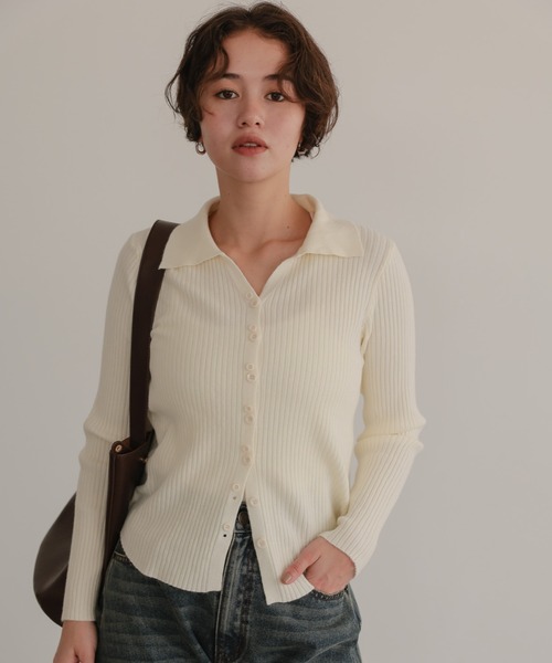 attiree(アティレー)の「衿付き ダブルボタン カーディガン(カーディガン/ボレロ・レディース・ボルドー/グレー/ブラック/アイボリー/カーキ・FREE)」の6枚目の写真