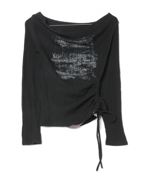 Never mind the XU（ネバーマインドザエックスユー）の「【Never mind the XU】off shoulder tops / 【ネバーマインド ザ エックスユー】シャーリングオフショルダー長袖トップス（Tシャツ/カットソー・レディース・グレー/ベージュ/ブラック/アイボリー・ONE SIZE）」の14枚目の写真