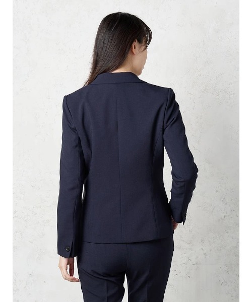 Perfect Suit FActory(パーフェクトスーツファクトリー)の「杢調プレーンスーツ テーラードジャケット ネイビー【マシンウォッシャブル】(テーラードジャケット・レディース・ネイビー・7号/9号/13号)」の4枚目の写真