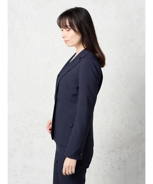 Perfect Suit FActory(パーフェクトスーツファクトリー)の「杢調プレーンスーツ テーラードジャケット ネイビー【マシンウォッシャブル】(テーラードジャケット・レディース・ネイビー・7号/9号/13号)」の5枚目の写真