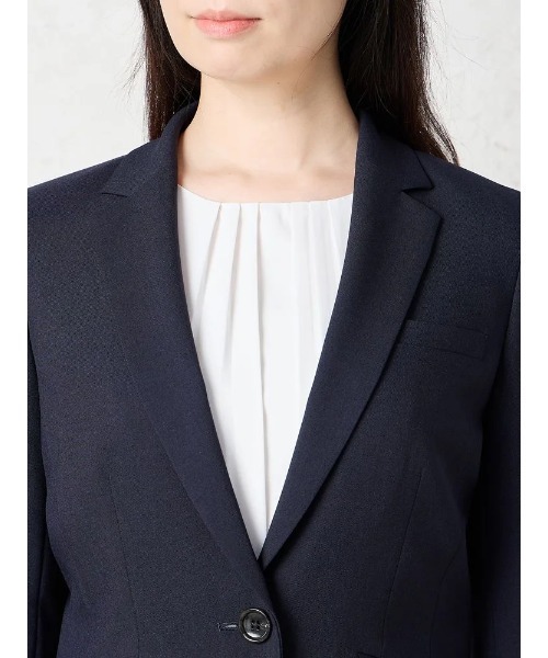 Perfect Suit FActory(パーフェクトスーツファクトリー)の「杢調プレーンスーツ テーラードジャケット ネイビー【マシンウォッシャブル】(テーラードジャケット・レディース・ネイビー・7号/9号/13号)」の6枚目の写真