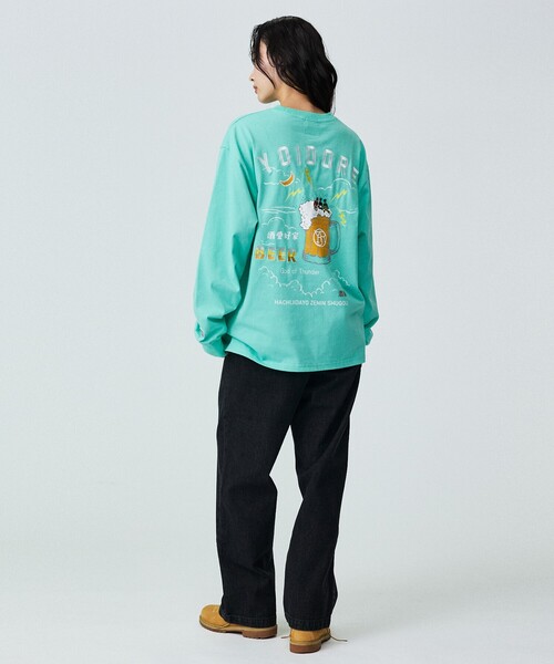 ABAHOUSE(アバハウス)の「【YOIDORE / ヨイドレ】KAMINARISAMA / 雷様 刺繍ロングTシャツ/ユニセックス(Tシャツ/カットソー・メンズ・ホワイト/エメラルド/ブラック・M/L)」の5枚目の写真