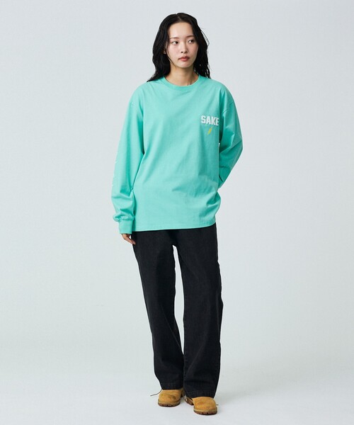 ABAHOUSE(アバハウス)の「【YOIDORE / ヨイドレ】KAMINARISAMA / 雷様 刺繍ロングTシャツ/ユニセックス(Tシャツ/カットソー・メンズ・ホワイト/エメラルド/ブラック・M/L)」の6枚目の写真