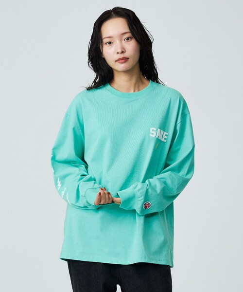 ABAHOUSE(アバハウス)の「【YOIDORE / ヨイドレ】KAMINARISAMA / 雷様 刺繍ロングTシャツ/ユニセックス(Tシャツ/カットソー・メンズ・ホワイト/エメラルド/ブラック・M/L)」の8枚目の写真
