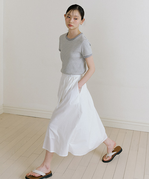 LINGSEOUL(リングソウル)の「stripe linger t-shirts-ivory/melange(Tシャツ/カットソー・レディース・その他・FREE)」の5枚目の写真