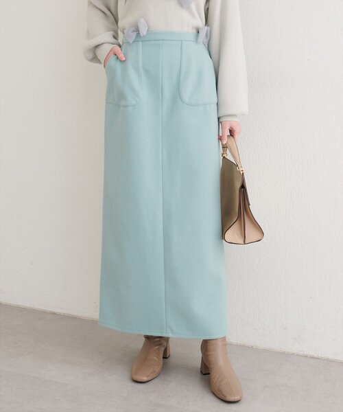 natural couture(ナチュラルクチュール)の「ウールライクストレッチスカート(スカート・レディース・ブラウン/ブルー/アイボリー・MEDIUM/LARGE)」の3枚目の写真