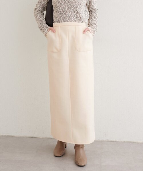 natural couture(ナチュラルクチュール)の「ウールライクストレッチスカート(スカート・レディース・ブラウン/ブルー/アイボリー・MEDIUM/LARGE)」の4枚目の写真