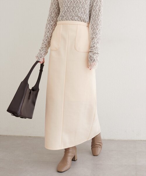 natural couture(ナチュラルクチュール)の「ウールライクストレッチスカート(スカート・レディース・ブラウン/ブルー/アイボリー・MEDIUM/LARGE)」の6枚目の写真