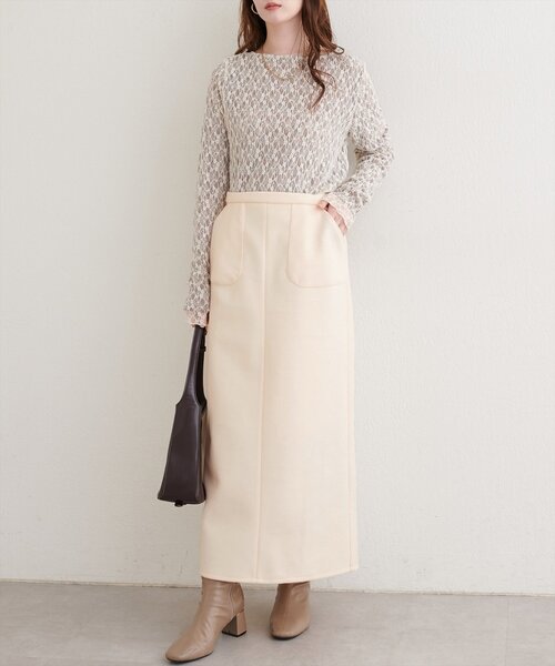 natural couture(ナチュラルクチュール)の「ウールライクストレッチスカート(スカート・レディース・ブラウン/ブルー/アイボリー・MEDIUM/LARGE)」の7枚目の写真