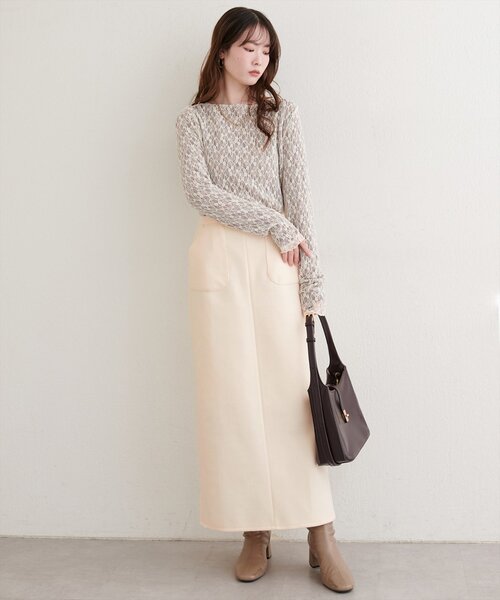 natural couture(ナチュラルクチュール)の「ウールライクストレッチスカート(スカート・レディース・ブラウン/ブルー/アイボリー・MEDIUM/LARGE)」の8枚目の写真