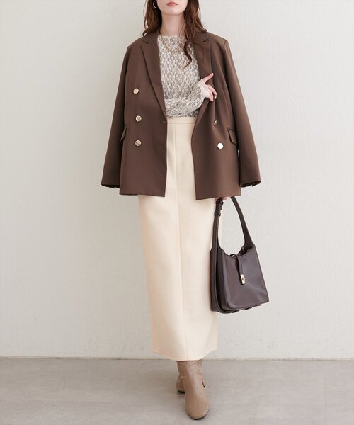 natural couture(ナチュラルクチュール)の「ウールライクストレッチスカート(スカート・レディース・ブラウン/ブルー/アイボリー・MEDIUM/LARGE)」の10枚目の写真