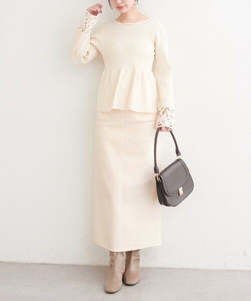 natural couture(ナチュラルクチュール)の「ウールライクストレッチスカート(スカート・レディース・ブラウン/ブルー/アイボリー・MEDIUM/LARGE)」の14枚目の写真