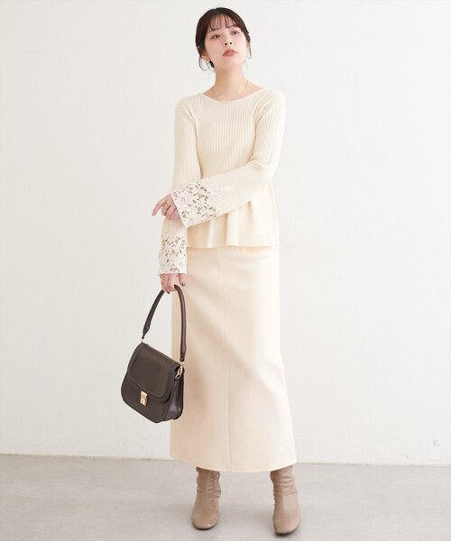 natural couture(ナチュラルクチュール)の「ウールライクストレッチスカート(スカート・レディース・ブラウン/ブルー/アイボリー・MEDIUM/LARGE)」の15枚目の写真