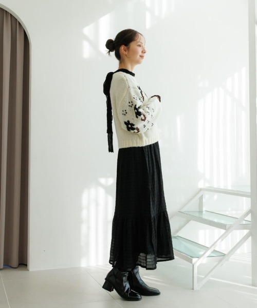 flower（フラワー）の「フローラルノルディックニット（ニット/セーター・レディース・アイボリー/グレー・FREE）」の7枚目の写真