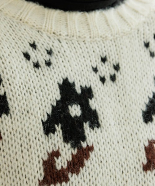 flower（フラワー）の「フローラルノルディックニット（ニット/セーター・レディース・アイボリー/グレー・FREE）」の9枚目の写真