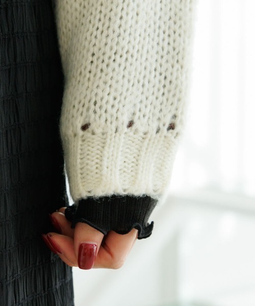 flower（フラワー）の「フローラルノルディックニット（ニット/セーター・レディース・アイボリー/グレー・FREE）」の11枚目の写真
