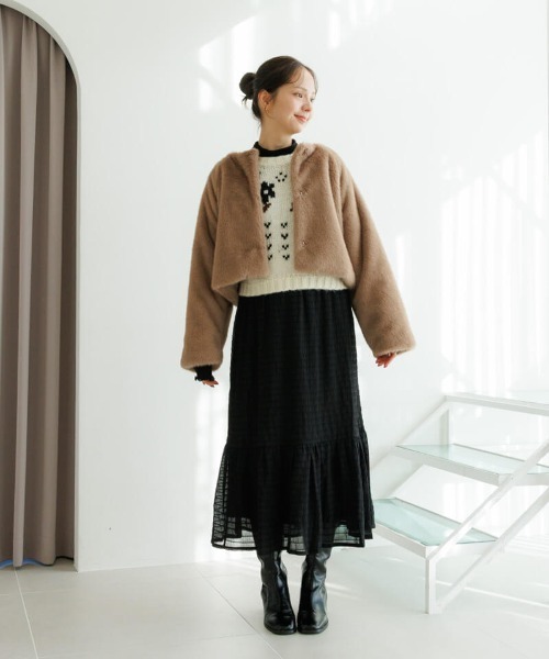 flower（フラワー）の「フローラルノルディックニット（ニット/セーター・レディース・アイボリー/グレー・FREE）」の12枚目の写真