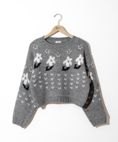 flower（フラワー）の「フローラルノルディックニット（ニット/セーター・レディース・アイボリー/グレー・FREE）」の17枚目の写真