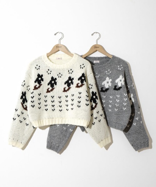 flower（フラワー）の「フローラルノルディックニット（ニット/セーター・レディース・アイボリー/グレー・FREE）」の18枚目の写真
