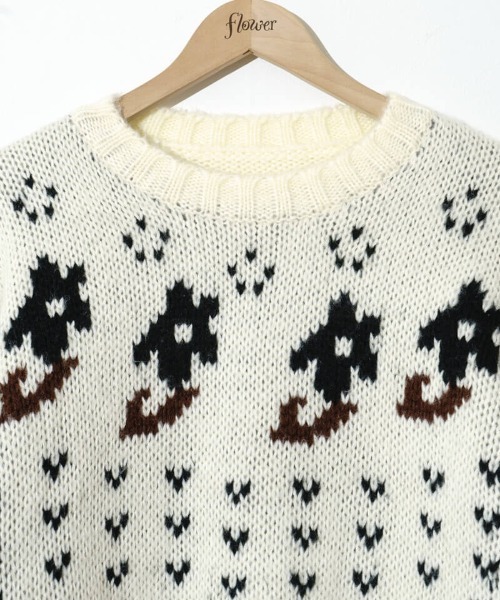 flower（フラワー）の「フローラルノルディックニット（ニット/セーター・レディース・アイボリー/グレー・FREE）」の20枚目の写真