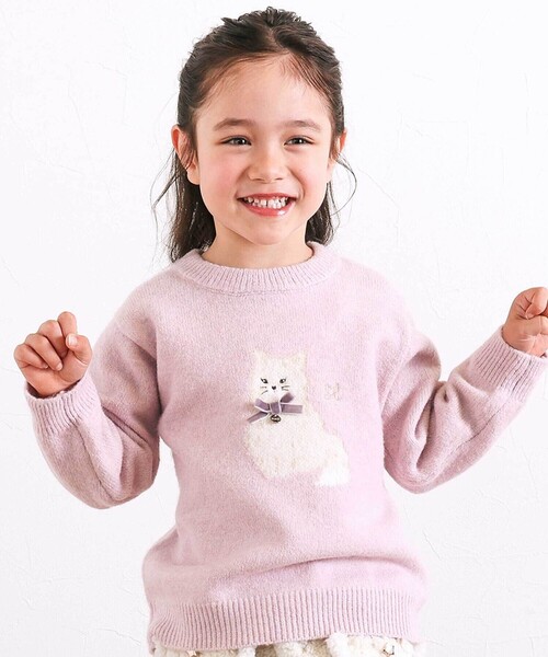 【新品未使用 アルチビオ】クマモチーフフワフワニットブルゾン36号 セール】ウマクマネコアニマルモチーフニットトップス(80~130cm