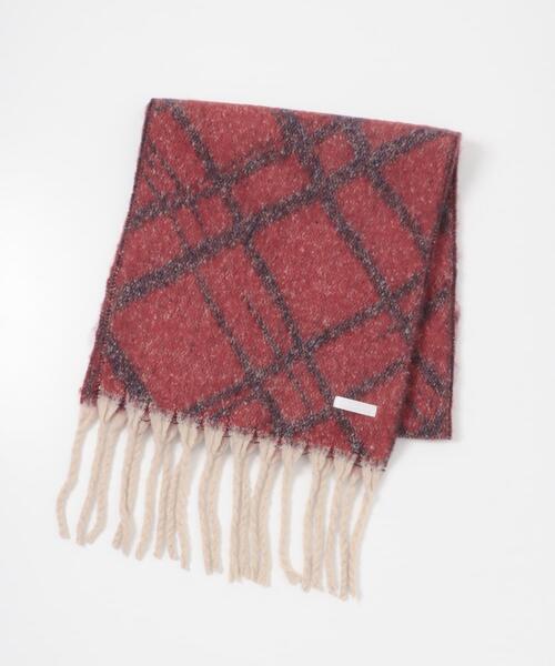 SENSE OF PLACE by URBAN RESEARCH（センスオブプレイスバイアーバンリサーチ）の「ラインチェックボリュームマフラー（マフラー・メンズ・レッド/オレンジ・ONE）」の2枚目の写真