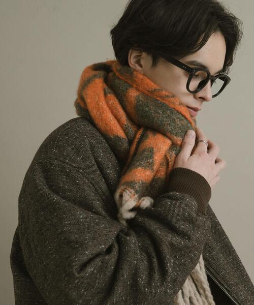 SENSE OF PLACE by URBAN RESEARCH（センスオブプレイスバイアーバンリサーチ）の「ラインチェックボリュームマフラー（マフラー・メンズ・レッド/オレンジ・ONE）」の8枚目の写真