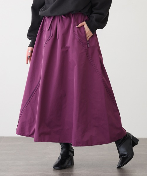 EGLANTINE(エグランティーヌ)の「EGLANTINE ポリエステルスカート(スカート・レディース・ベージュ/オレンジ/パープル/モカ・40)」の3枚目の写真