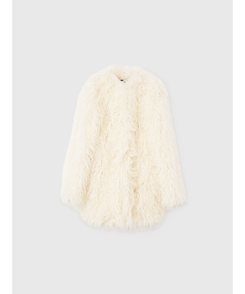 ECOPELボリュームファーコート（ノーカラーコート）｜anuans（ア