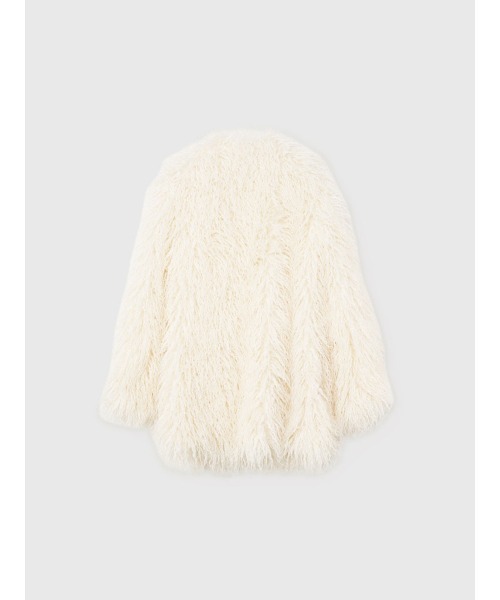 セール】ECOPELボリュームファーコート（ノーカラーコート）｜anuans