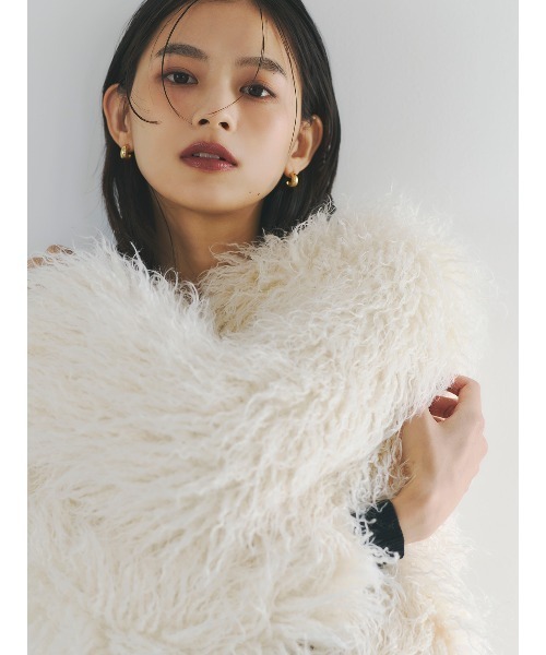 anuans ボリュームファーコート ECOPELボリュームファーコート（ノーカラーコート）｜anuans（ア