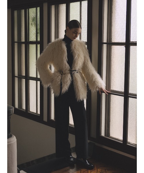 ECOPELボリュームファーコート（ノーカラーコート）｜anuans（ア