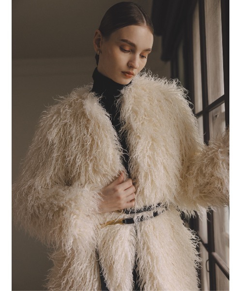 anuans ボリュームファーコート ECOPELボリュームファーコート（ノーカラーコート）｜anuans（ア