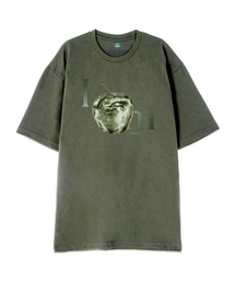 [オーバーサイズ]アップル13番手綿ラウンドネック半袖Tシャツ_カーキ
