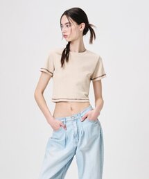 Pigment Stitch Detail T-Shirt, Beige