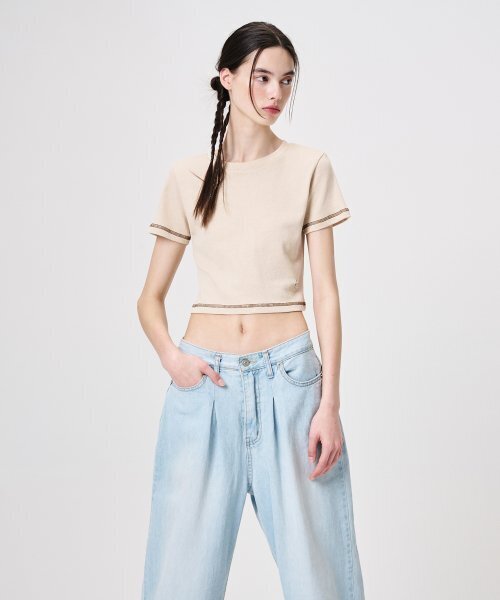 ETMON（エトモン）の「Pigment Stitch Detail T-Shirt, Beige（Tシャツ/カットソー・レディース・その他・FREE）」の3枚目の写真