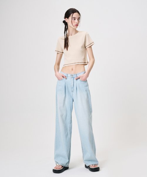 ETMON（エトモン）の「Pigment Stitch Detail T-Shirt, Beige（Tシャツ/カットソー・レディース・その他・FREE）」の5枚目の写真