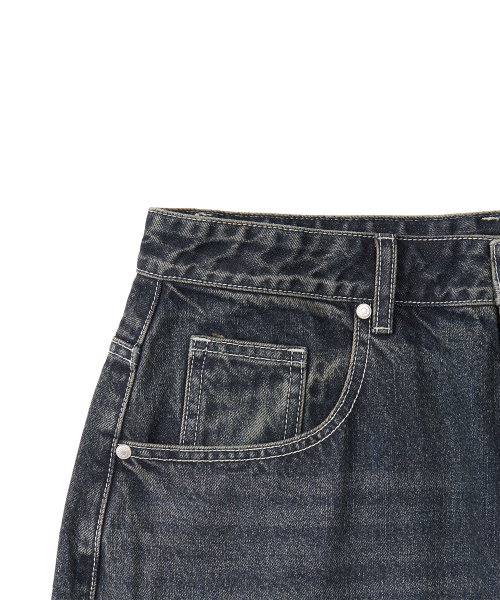 EXCONTAINER(エックスコンテナ)の「ディープウォッシュワイドデニムパンツ(RUSTY BLUE)(デニムパンツ・メンズ・その他・SMALL/MEDIUM/LARGE/X-LARGE)」の4枚目の写真