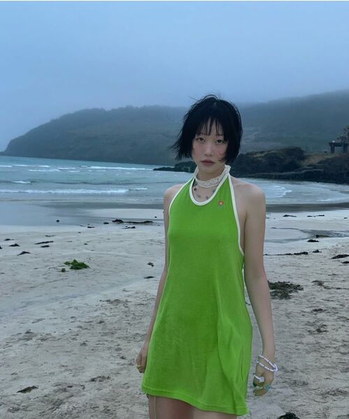 NAKED SURF CLUB(ネイキッドサーフクラブ)の「ハートホルターネックワンピース(グリーン)(ワンピース・レディース・ライトグリーン・FREE)」の7枚目の写真