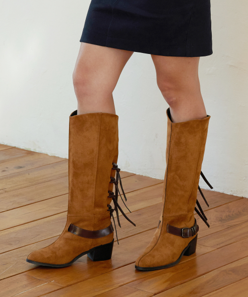 CESTI(セスティ)の「ロマンティックヴィンテージスエードロングブーツ (TAN)(ブーツ・レディース・ライトブラウン・25cm/24.5cm/24cm/23.5cm/23cm/22.5cm)」の1枚目の写真