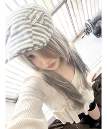 HETIT（ヘティ）の「Y2Kストライプハンティングキャップ（クリームグレー）（ハンチング/ベレー帽）」