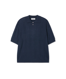 APOSTROPHE COMMA（アポストロフィコンマ）の「チェーンピケ半袖カラーTシャツ_ネイビー（ポロシャツ）」