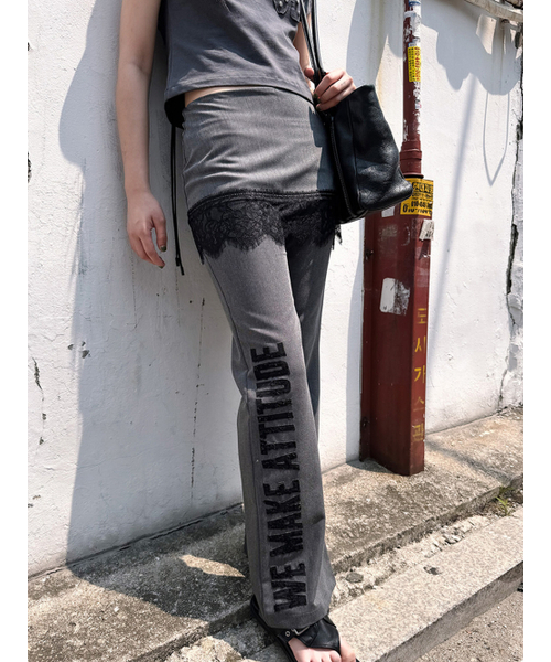 SLOGAN SKIRTED TROUSERS