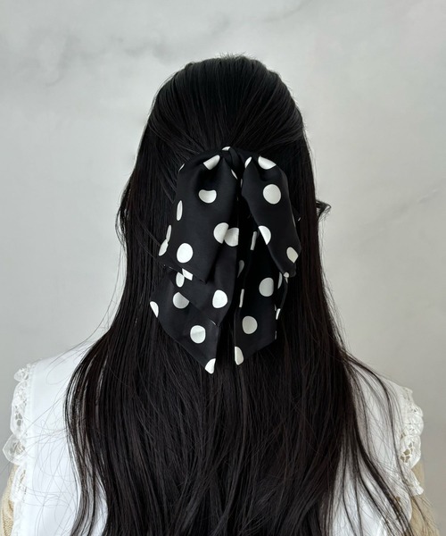 LOWRYS FARM(ローリーズファーム)の「ドットリボンフウバンス 634201(バレッタ/ヘアクリップ・レディース・ホワイト/ブラック・FREE)」の5枚目の写真